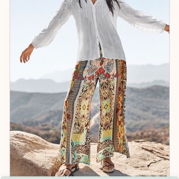 Johnny Was multi colored Rachel wide leg pants size XS
